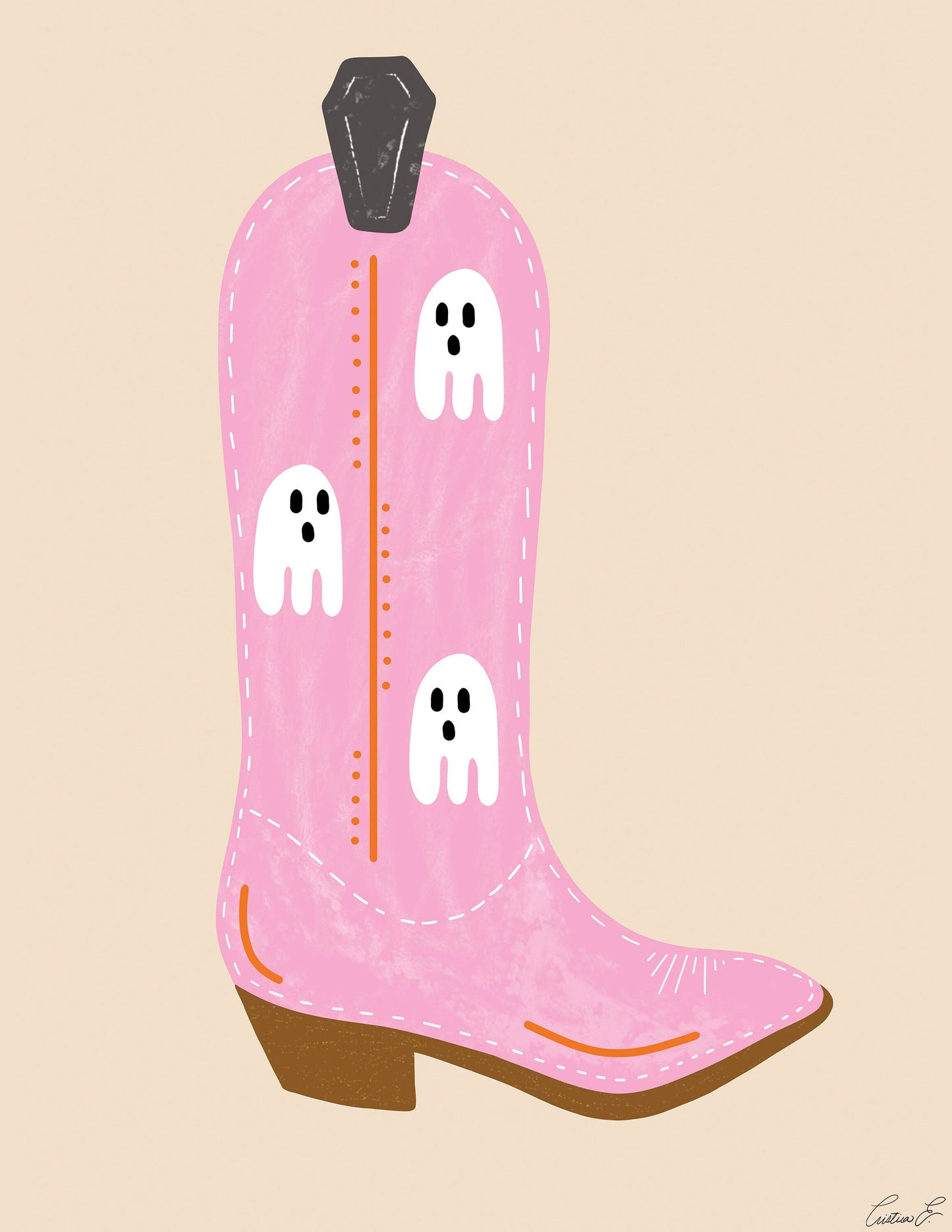 Halloween Ghost Cowgirl Boots Wall Art | Halloween Art