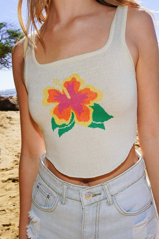 Miss Sparkling - Hibiscus Crop Tank Top