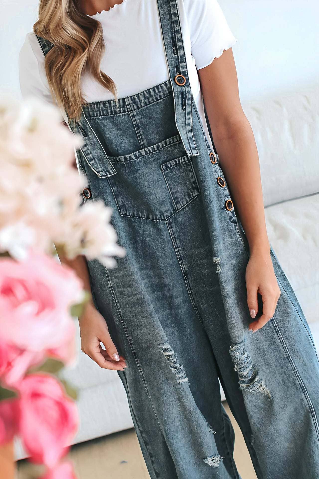 Rosa Clothing - Southern Country distressed washed denim overall