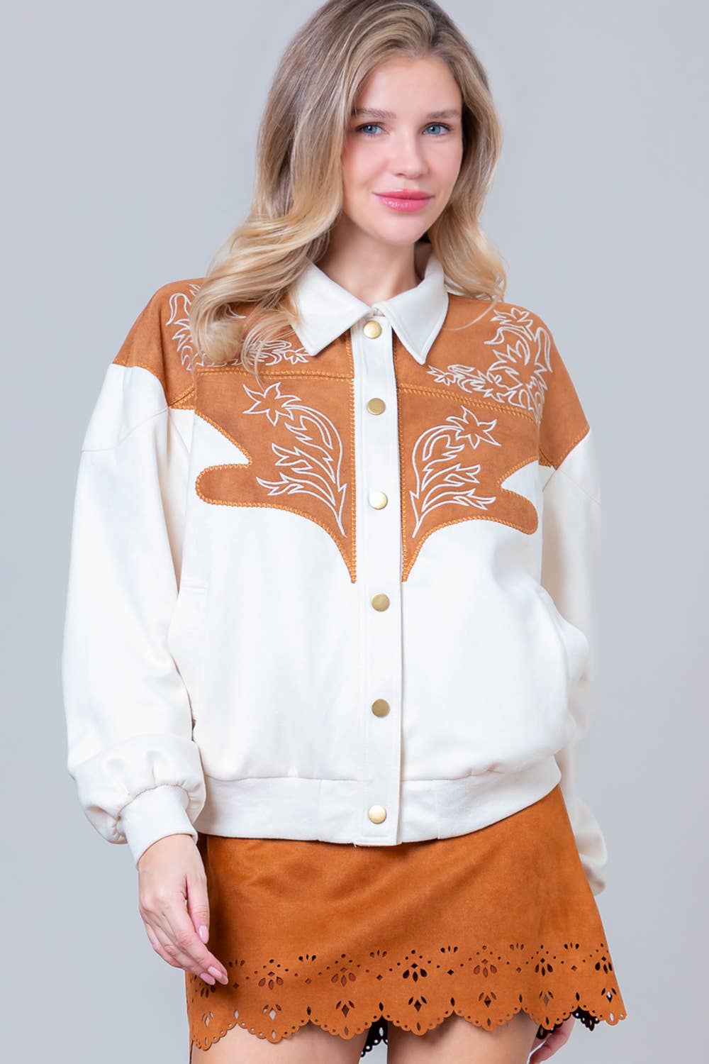 WESTERN JACKET WITH EMBROIDERY & SNAP BUTTONS