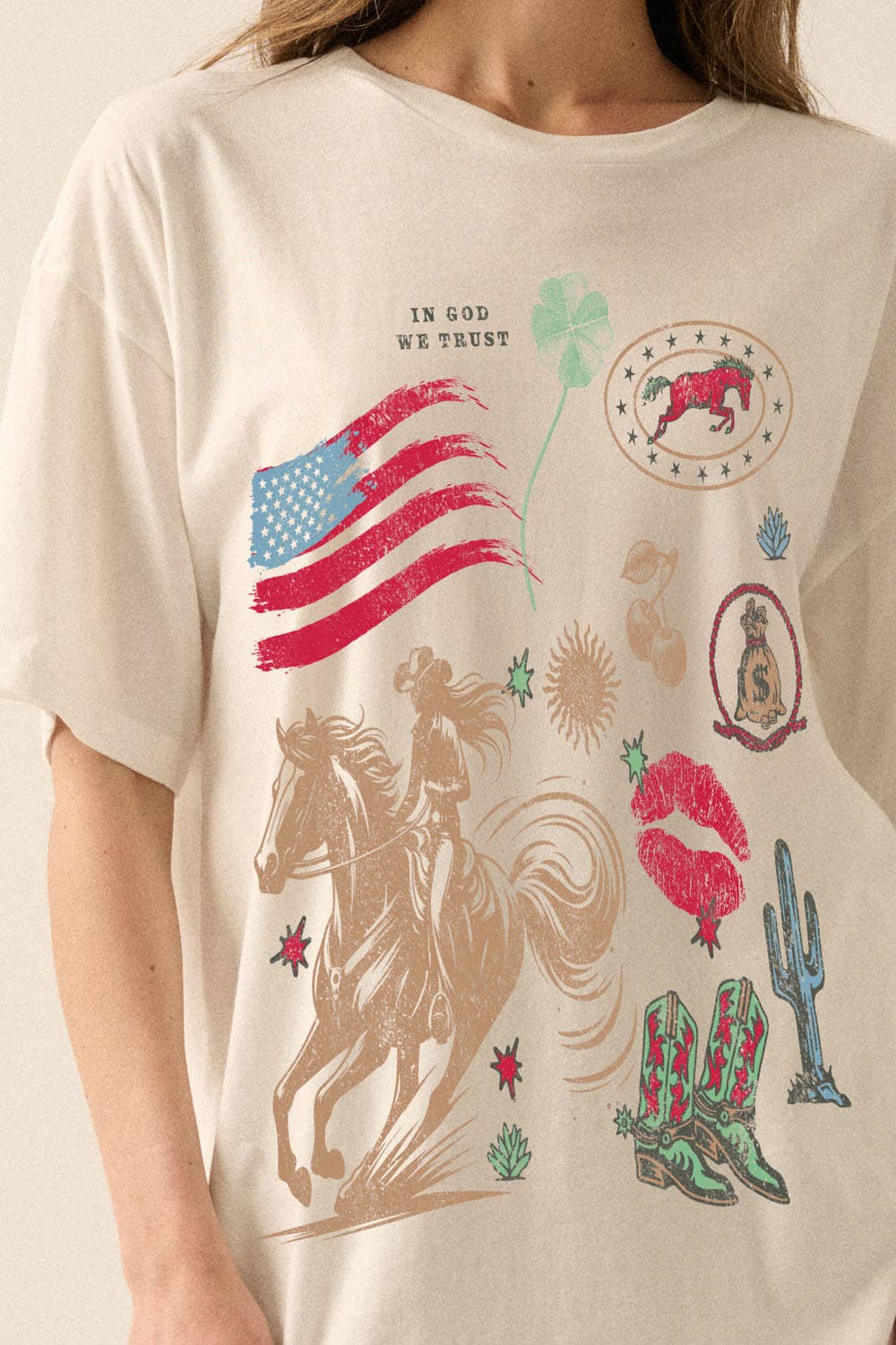 Promesa USA - Americana Vintage-Print Oversize Graphic Tee