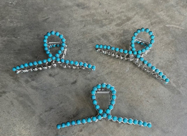 Turquoise Studded Claw Hair Clip