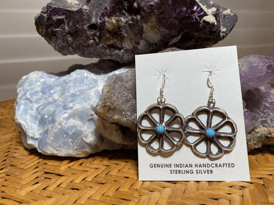 Pinwheel Silver Turquoise Earrings