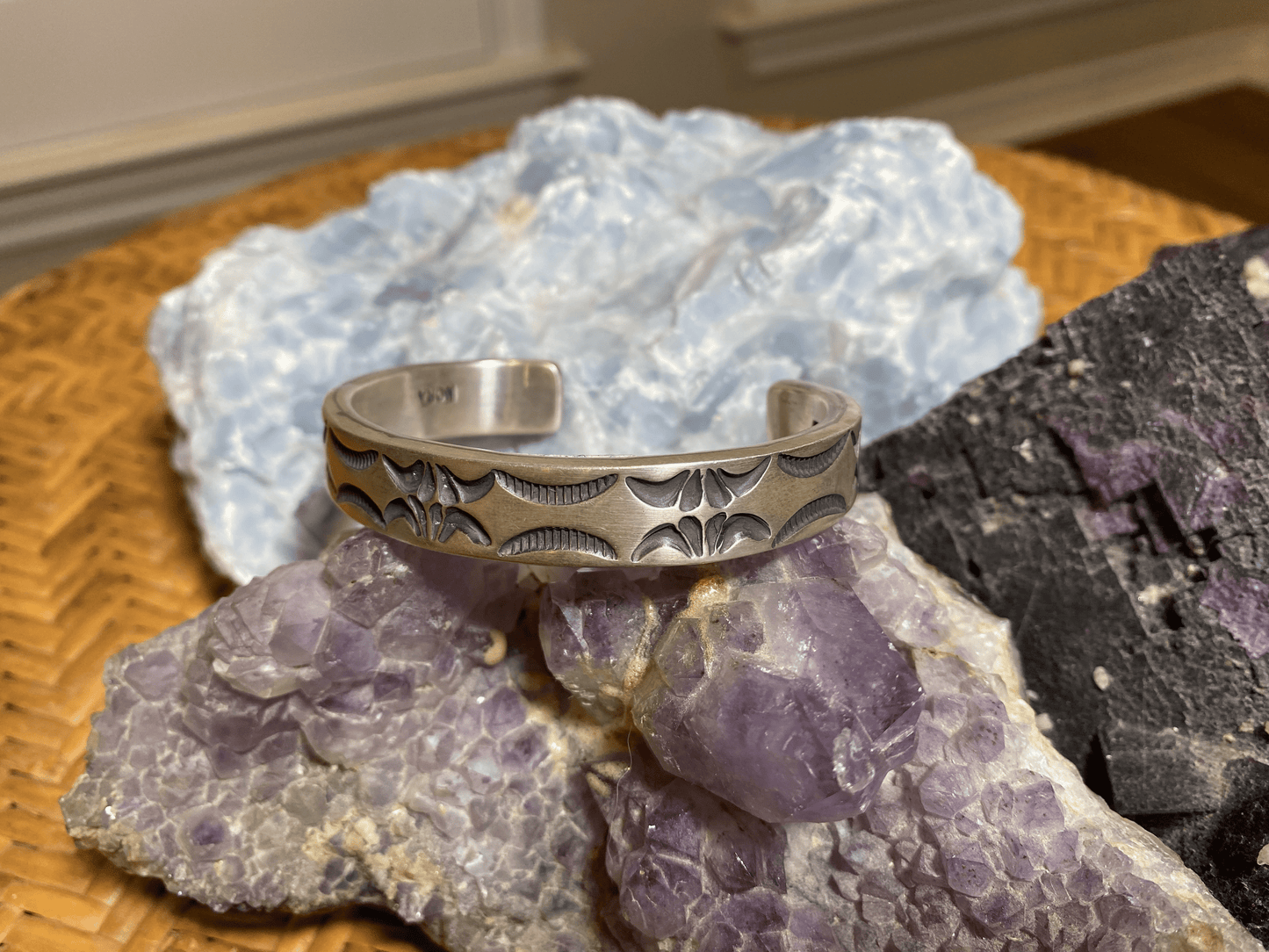 Stamped Cuff Silver Bracelet