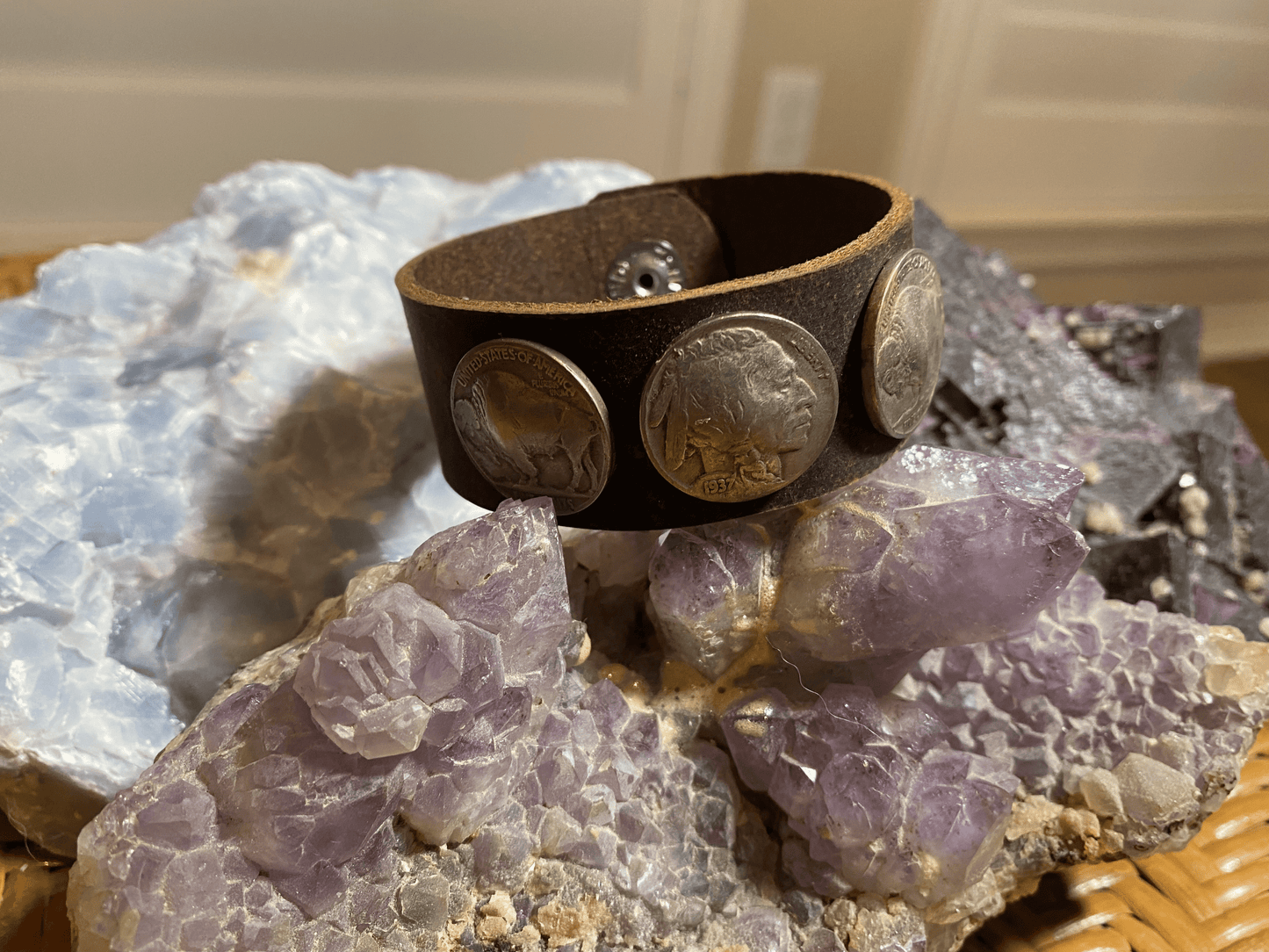 Buffalo Coin Leather Bracelet