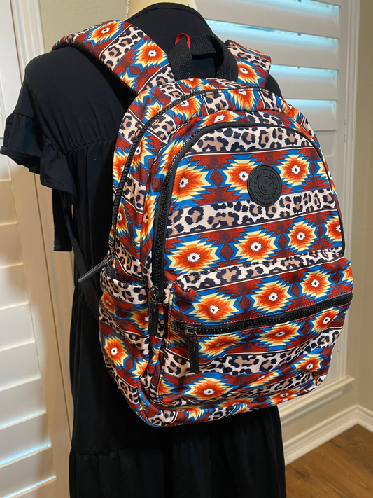 Aztec and Leopard Print Backpack
