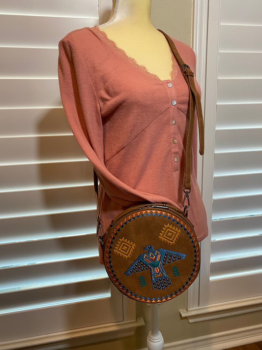 Aztec Round Purse in Brown
