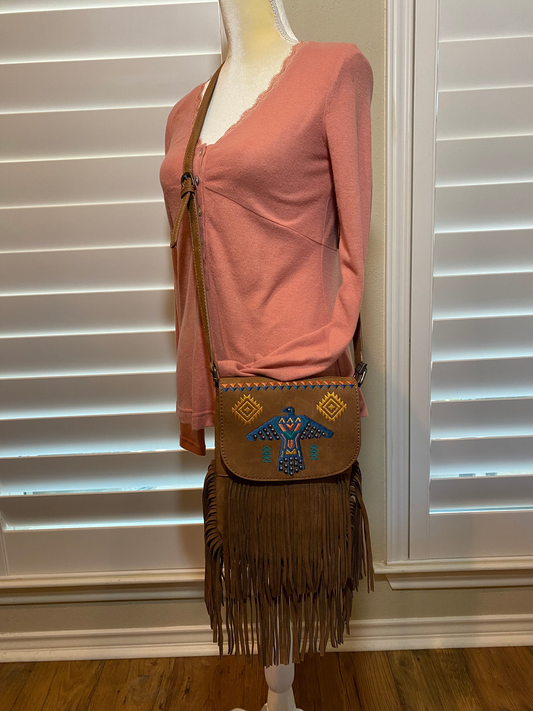 Fringe Aztec Embroidered Purse