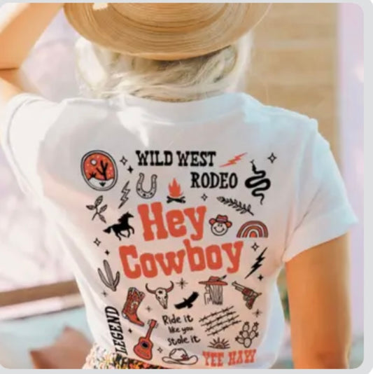 Hey Cowboy Collage Tee