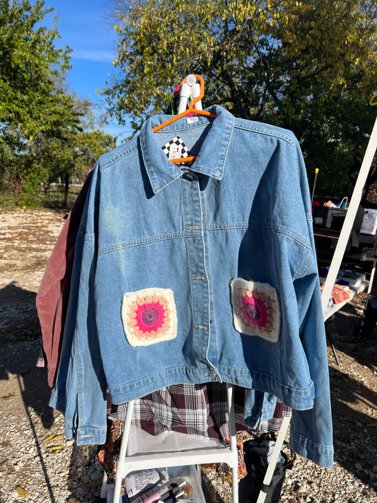 Crochet Pocket Jean Jacket