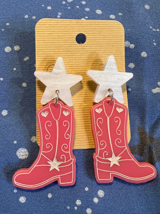 The Pink Star Boot Earrings