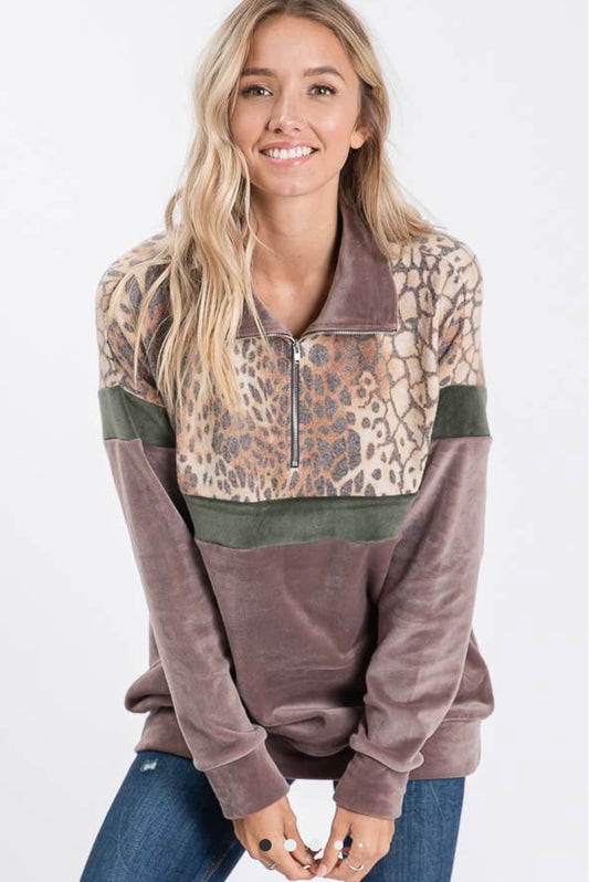 Mocha Leopard Print SweatShirt