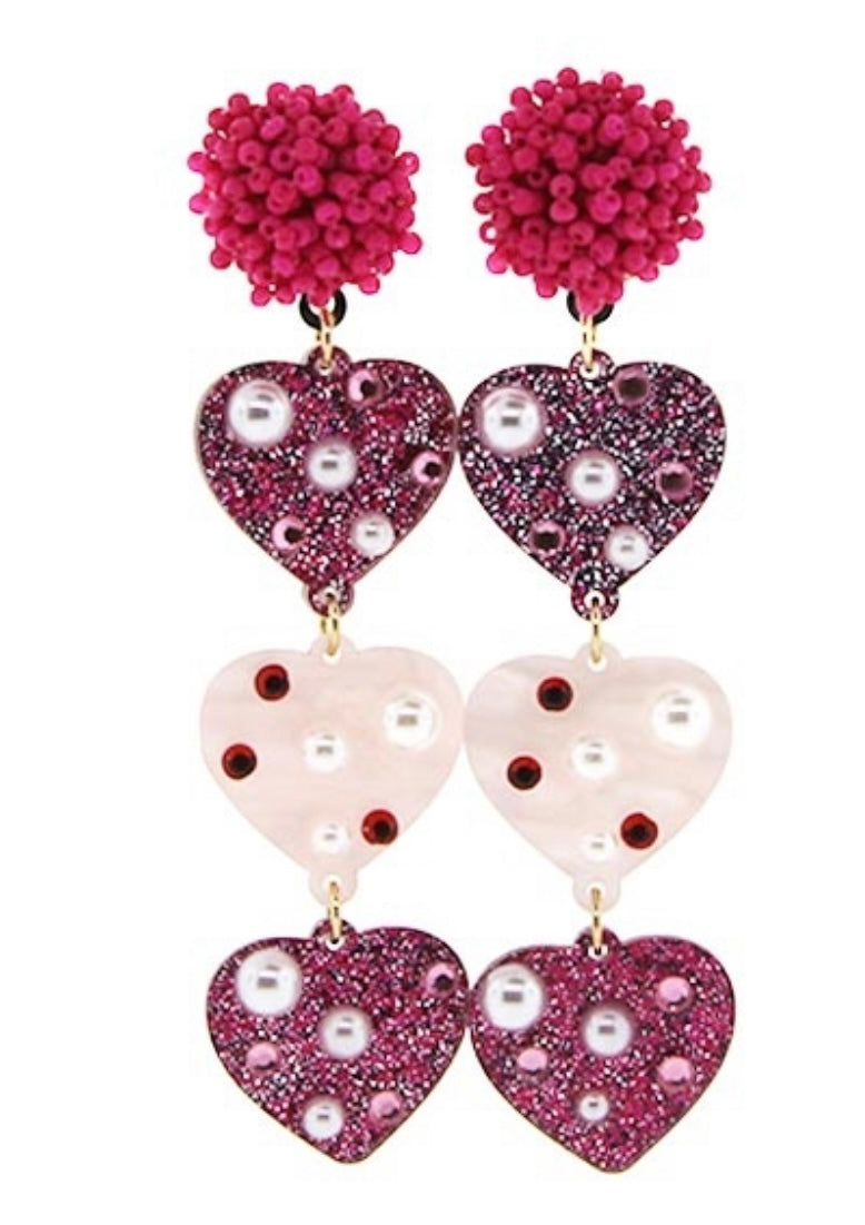 Hearts, Hearts and Hearts Earrings