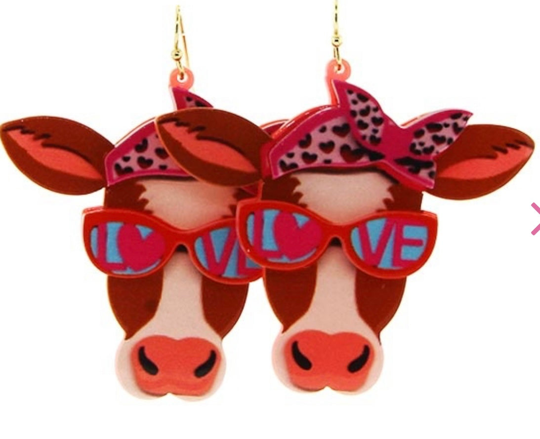 Ribbon Cow - Brown Earrings